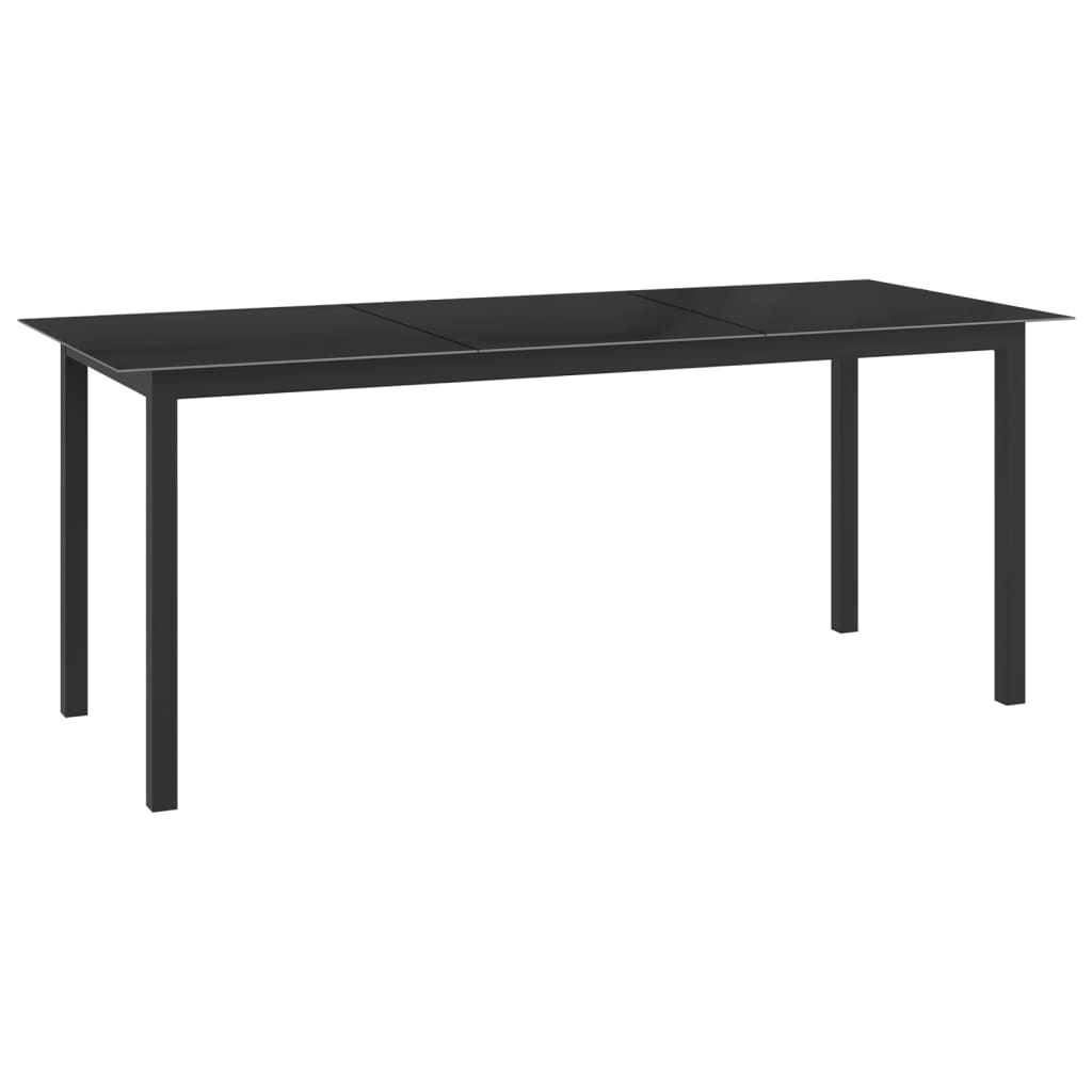 Vetonek Mesa de jardín de aluminio y vidrio negro 190x90x74cm 