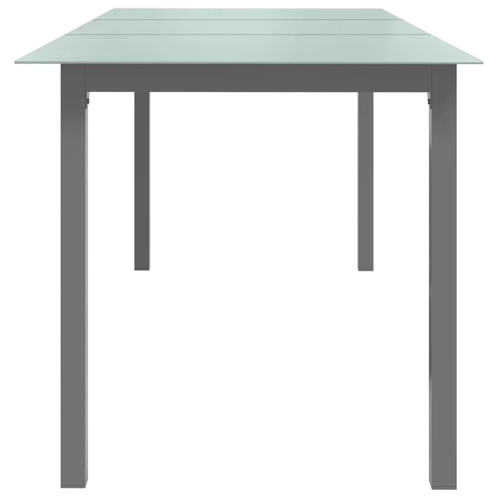 Mesa de jardín de aluminio y vidrio gris claro 190x90x74 cm