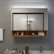 Mueble de baño con espejo led mdf roble 80x15x60 cm v9618 Vetonek