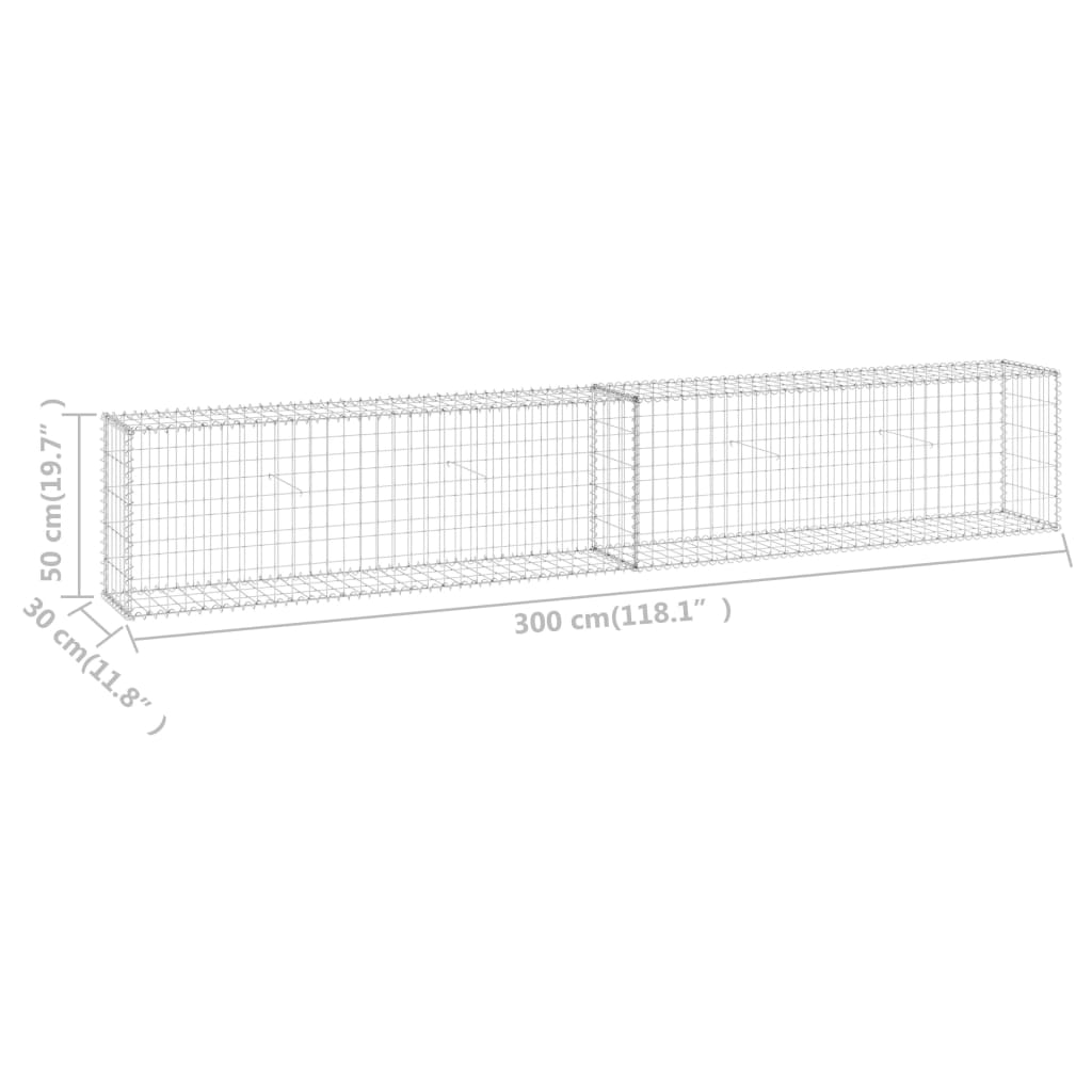 Parede de Gabiões Com tampas de aço galvanizado 300x30x50 cm