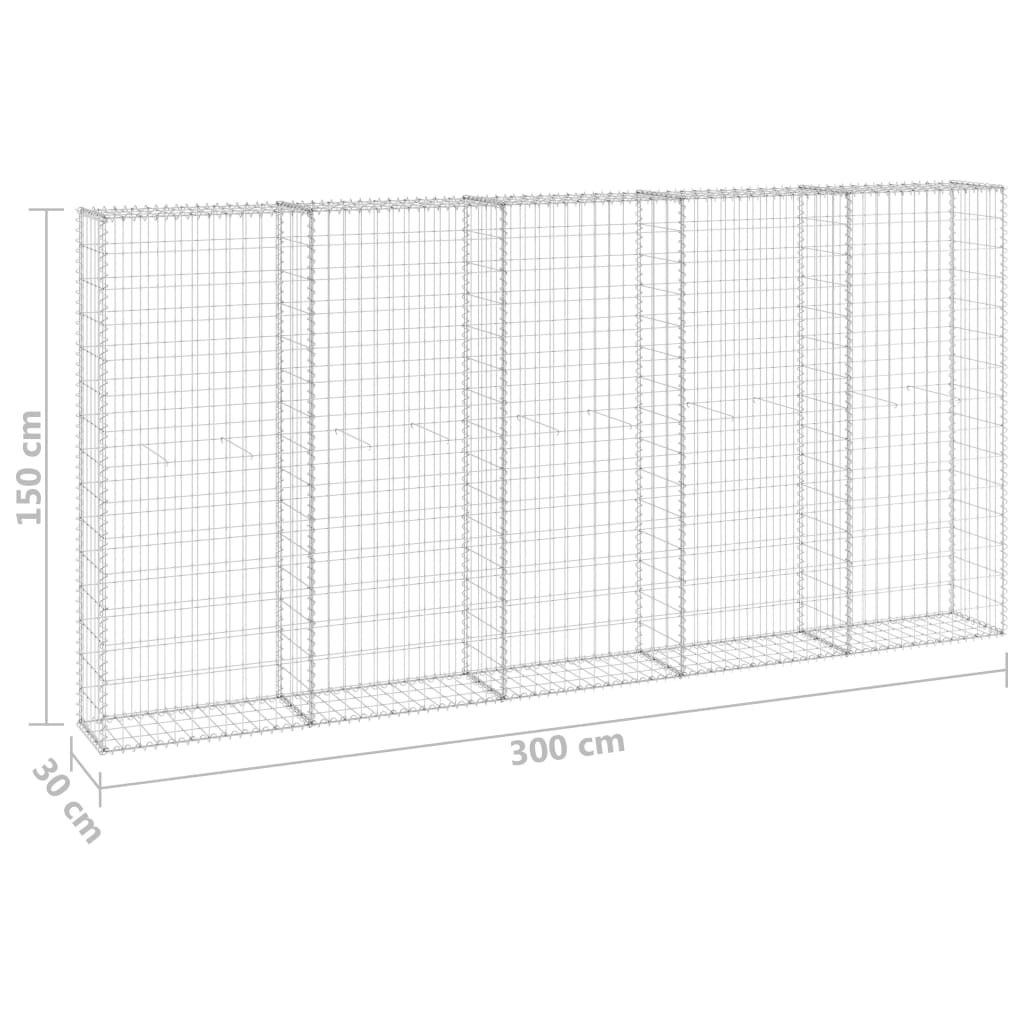 Parede de Gabiões Com tampas de aço galvanizado 300x30x150 cm