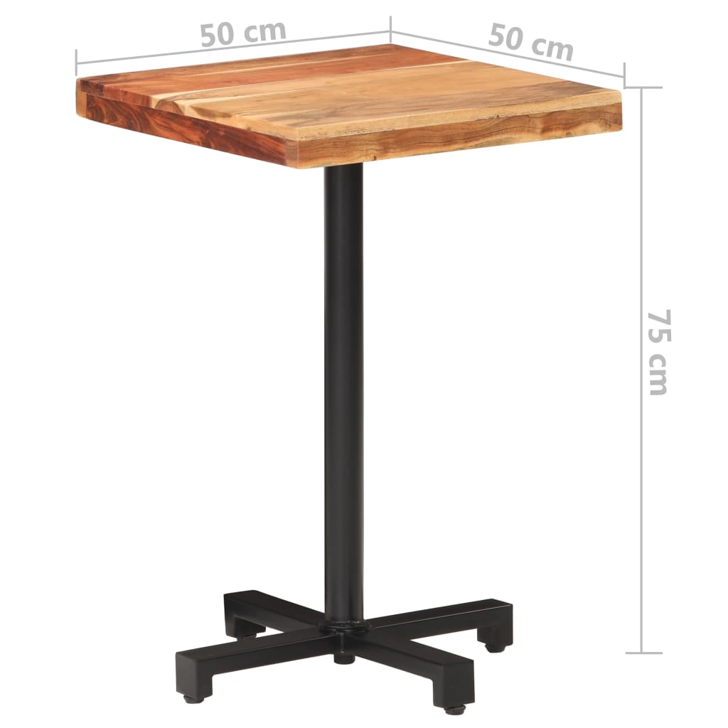 Mesa de bistró cuadrada madera de mango maciza 50x50x75 cm vidaXL