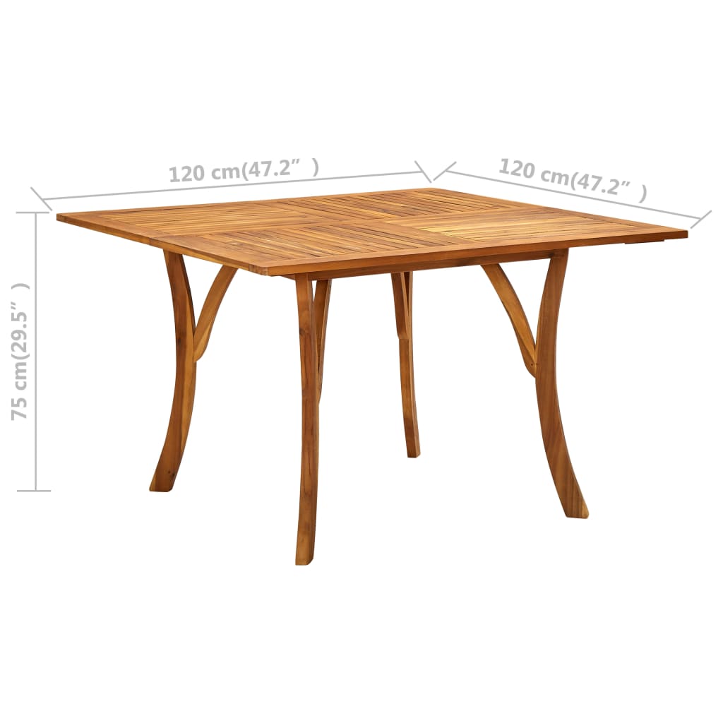 Acacia solid wooden garden table 120x120x75 cm