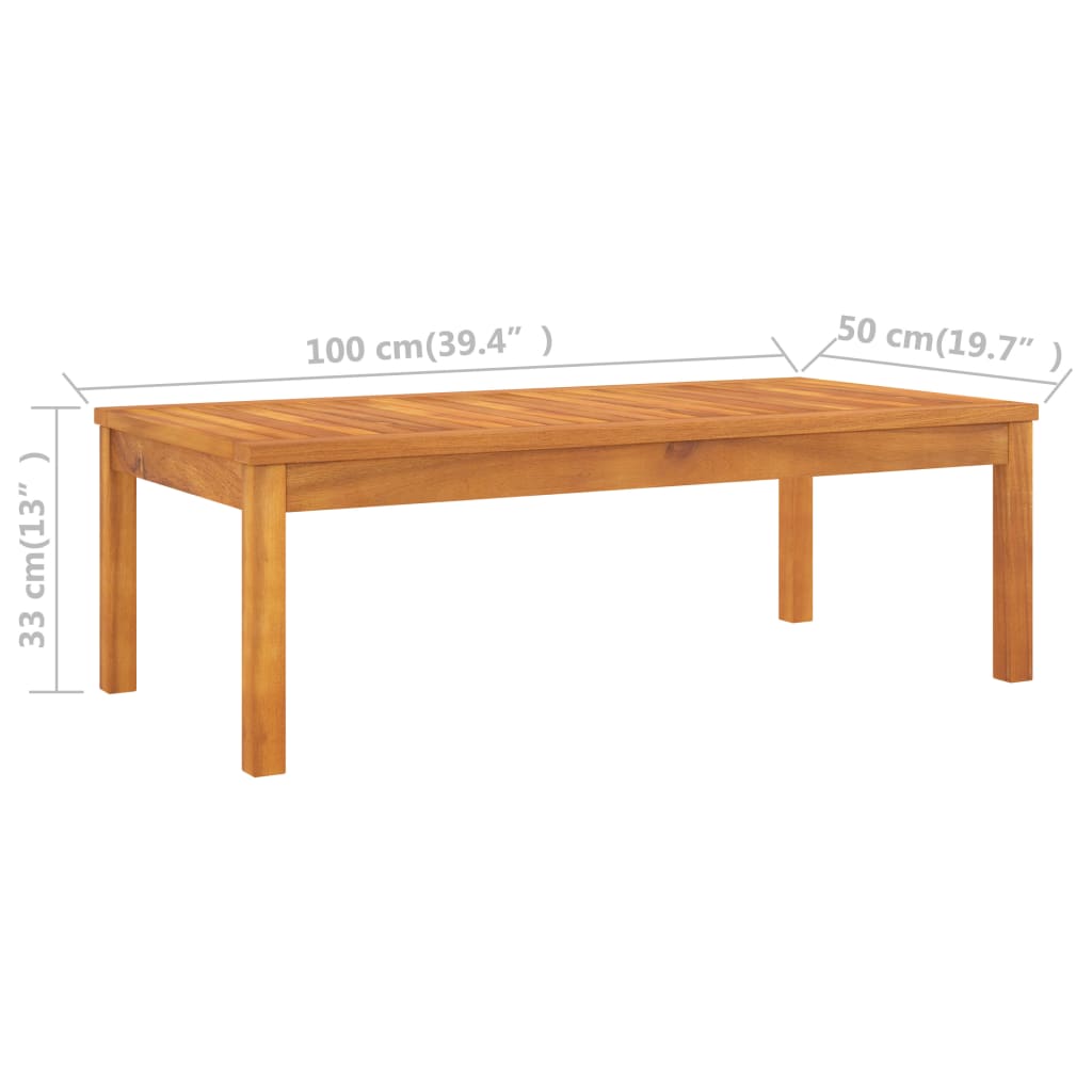 Mesa de centro de madera maciza de acacia 100x50x33 cm vidaXL