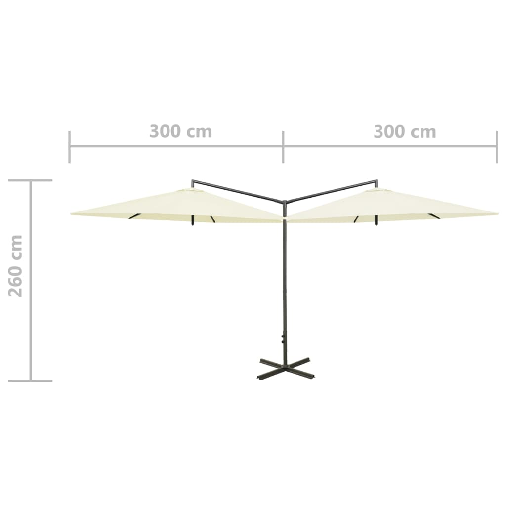 Double garden umbrella with 600 cm sand stick