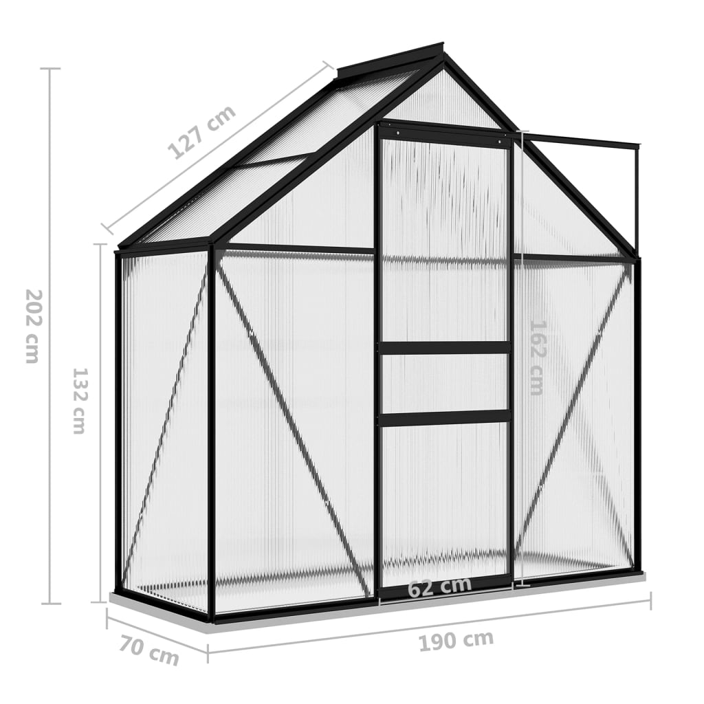 Invernadero de aluminio gris antracita 1,33 m² vidaXL