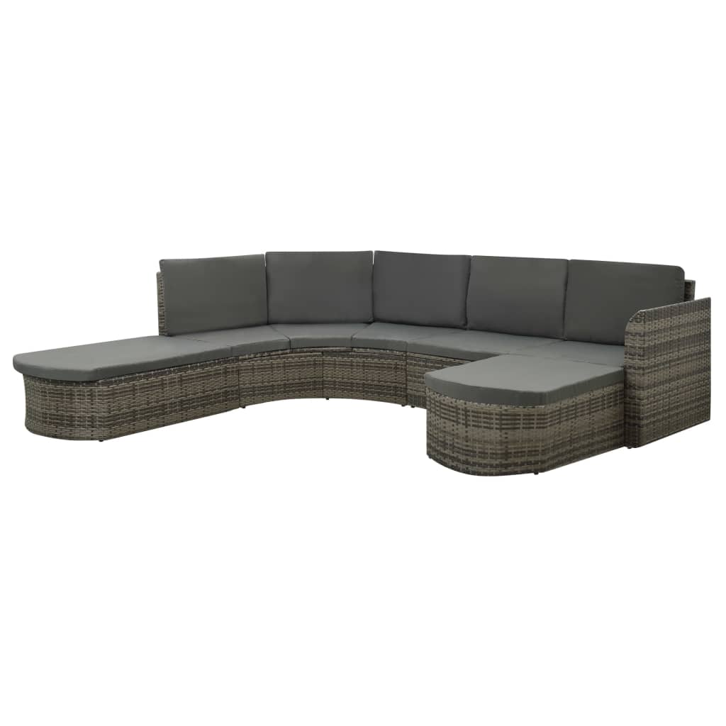 Vetonek Set de muebles de jardín 4 pzas y cojines ratán sintético gris