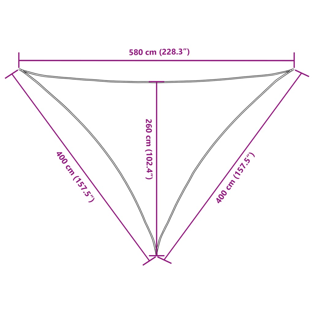 Tecido triangular de vela tolding oxford cinza antracite tecido 4x4x5.8 m