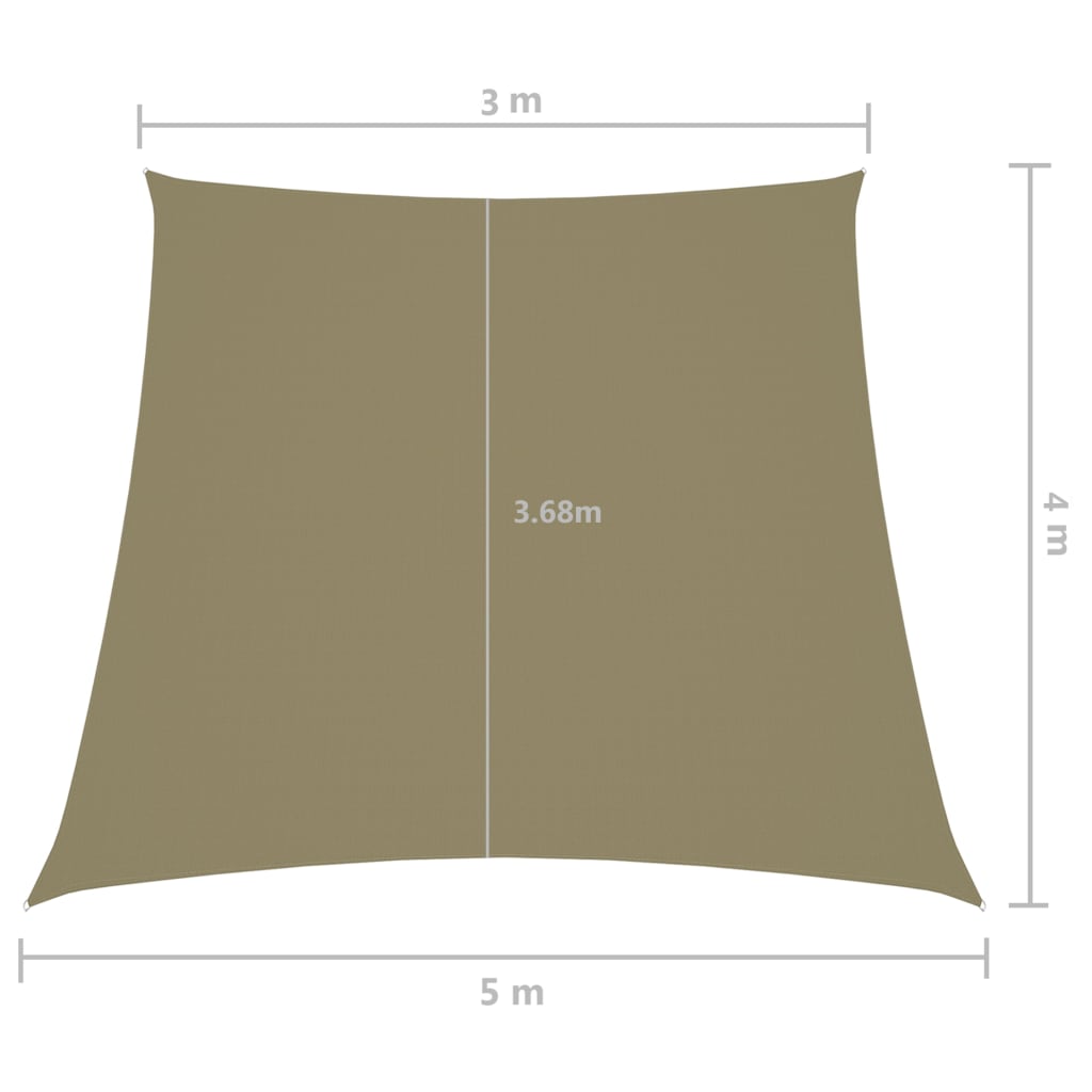 Toldo de vela trapezoidal de tela oxford beige 3/5x4 m vidaXL