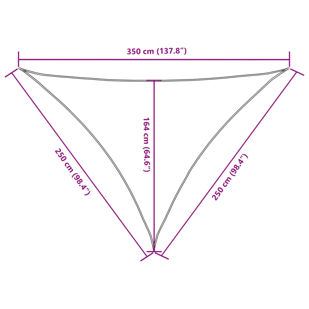 Dreieckige Kerzen -Markisen -Oxford -Stoffcreme -Farbe 2,5x2,5x3,5 m