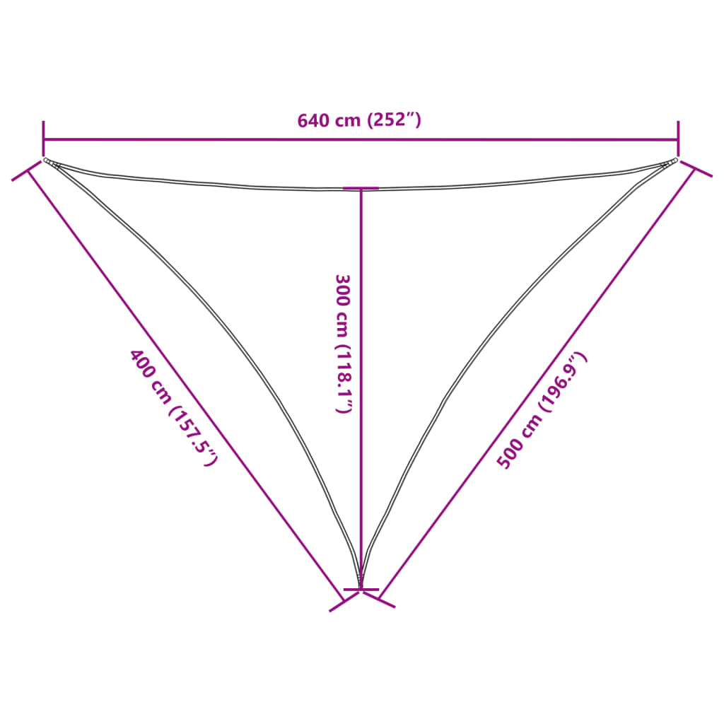 Cor de velas triangulares de pnela oxford cor 4x5x6.4 m