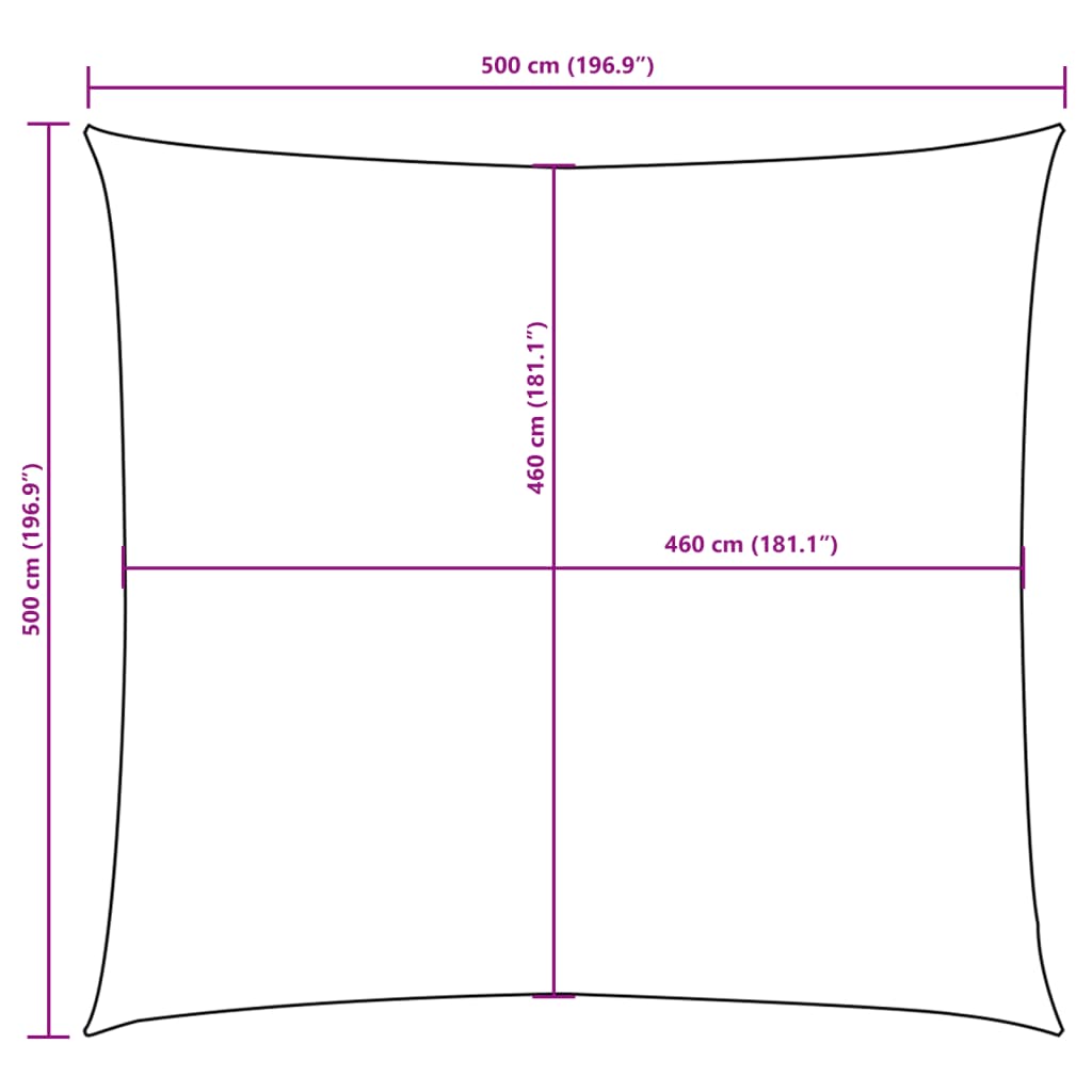 Square candle awning white oxford fabric 5x5 m