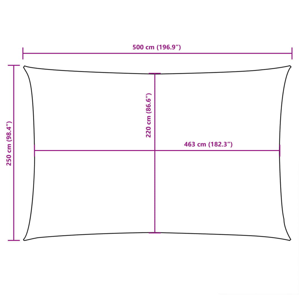 Rectangular candle awning white oxford fabric 2.5x5 m