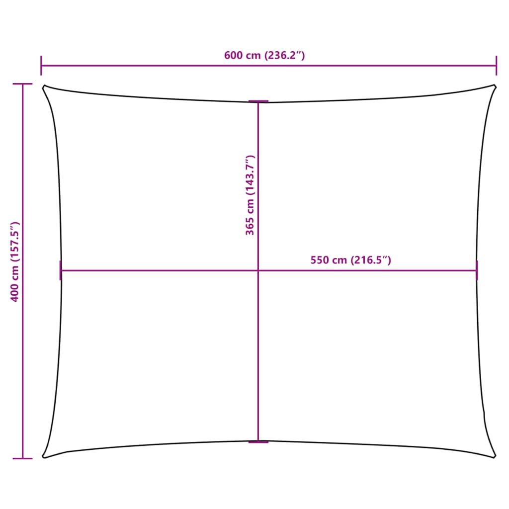 Rectangular candle awning 4x6 m white fabric