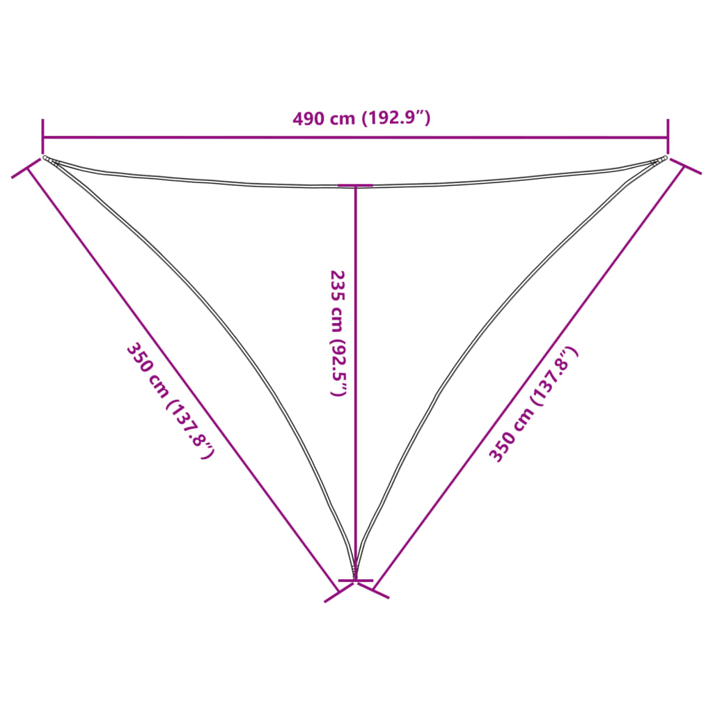 Toldo de vela triangular tela Oxford blanco 3,5x3,5x4,9 m vidaXL