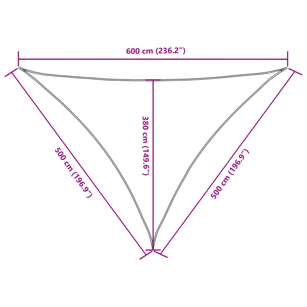 Toldo de vela triangular tela Oxford blanco 5x5x6 m vidaXL