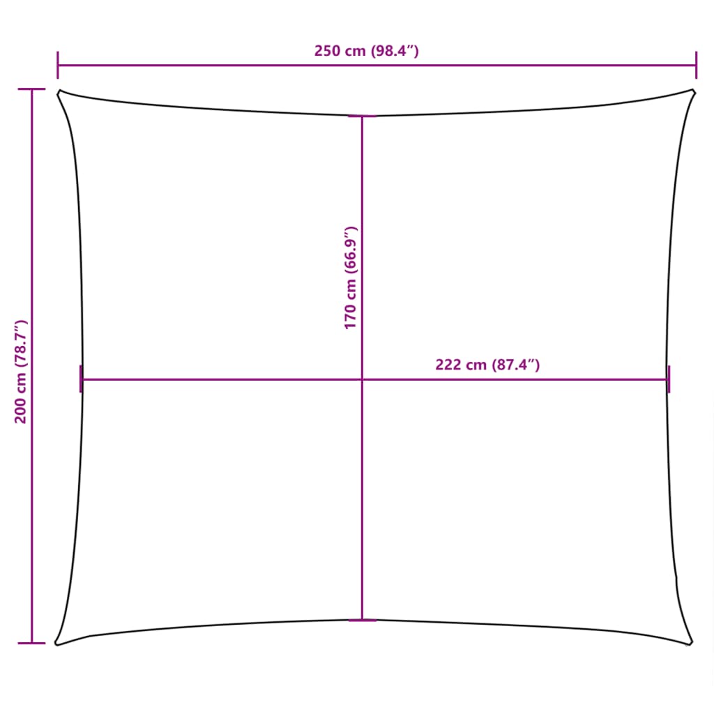 Toldo de vela retangular tecido oxford laranja 2x2,5 m V4406 Vetonek