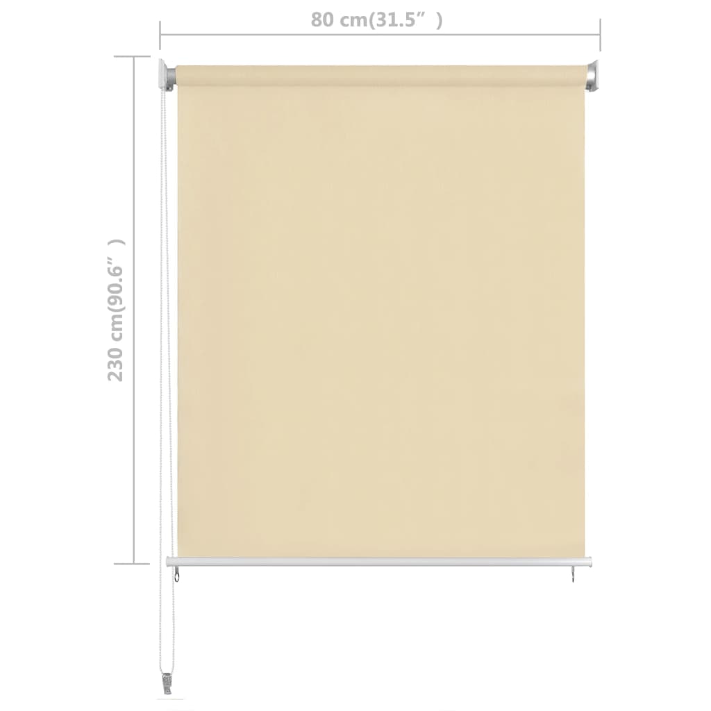 Persiana enrollable de exterior hdpe crema 80x230 cm v6363 - Vetonek