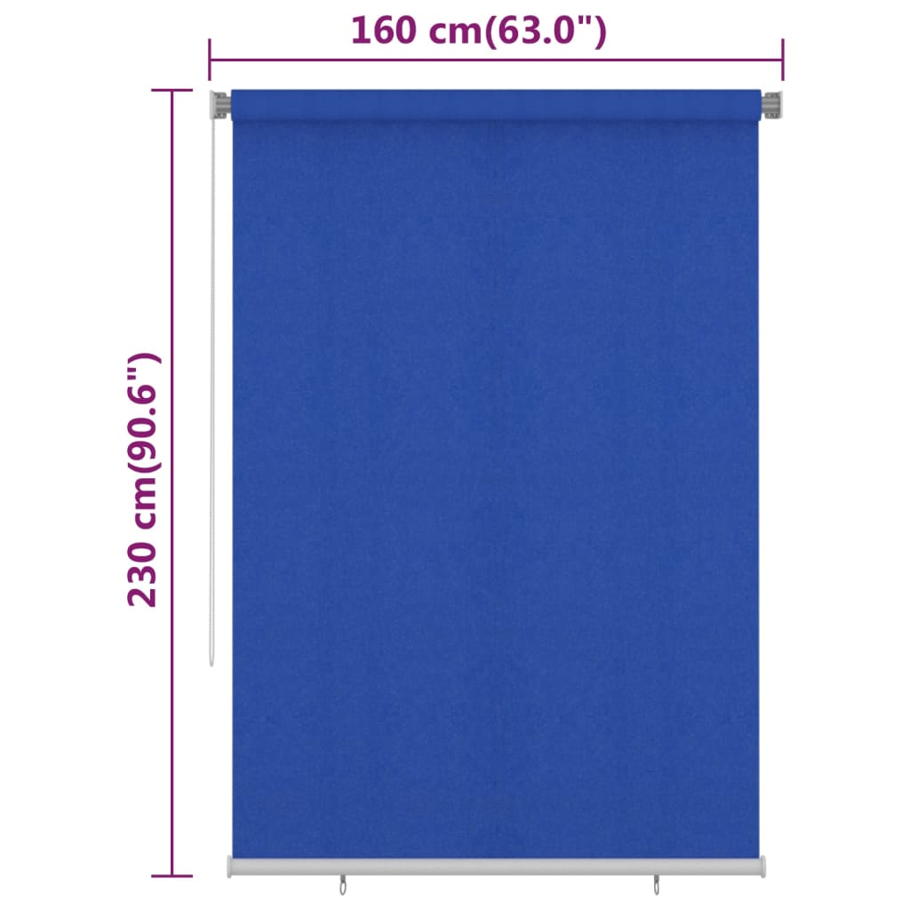 Persiana enrollable de jardín HDPE azul 160x230 cm