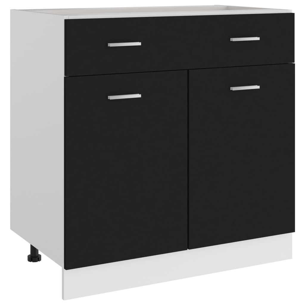 Vetonek Mueble inferior de cocina madera ingeniería negro 80x46x81,5 cm