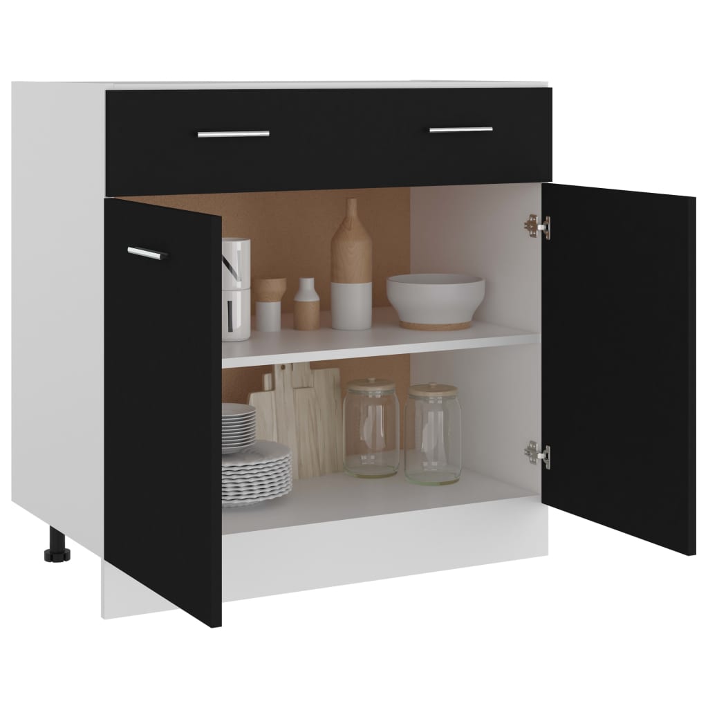 Mueble inferior de cocina madera sintetizada Nexus negro 80x46x81,5 cm - Vetonek