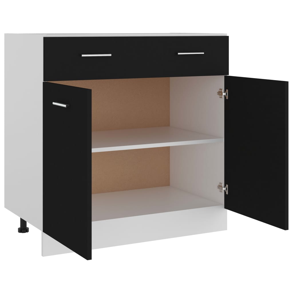 Mueble inferior de cocina madera sintetizada Nexus negro 80x46x81,5 cm - Vetonek