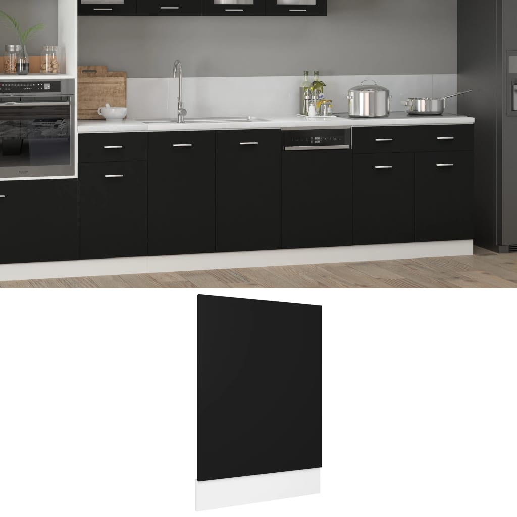 Vetonek Panel para lavavajillas madera contrachapada negro 45x3x67 cm