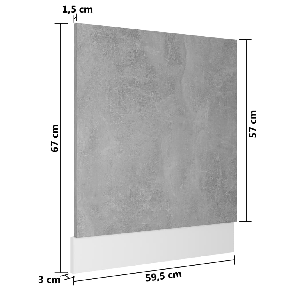 Panel para lavavajillas gris hormigón 59,5x3x67cm vidaXL