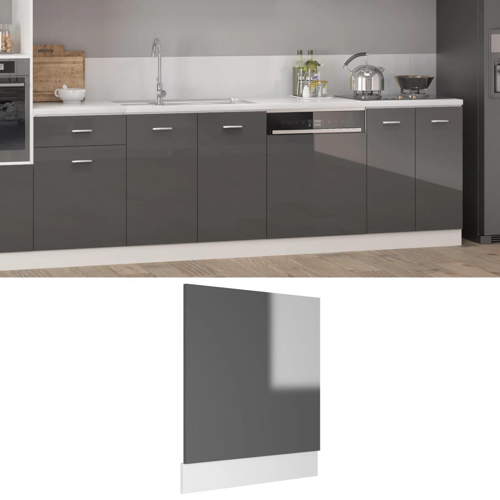 Vetonek Panel para lavavajillas contrachapada gris brillo 59,5x3x67 cm