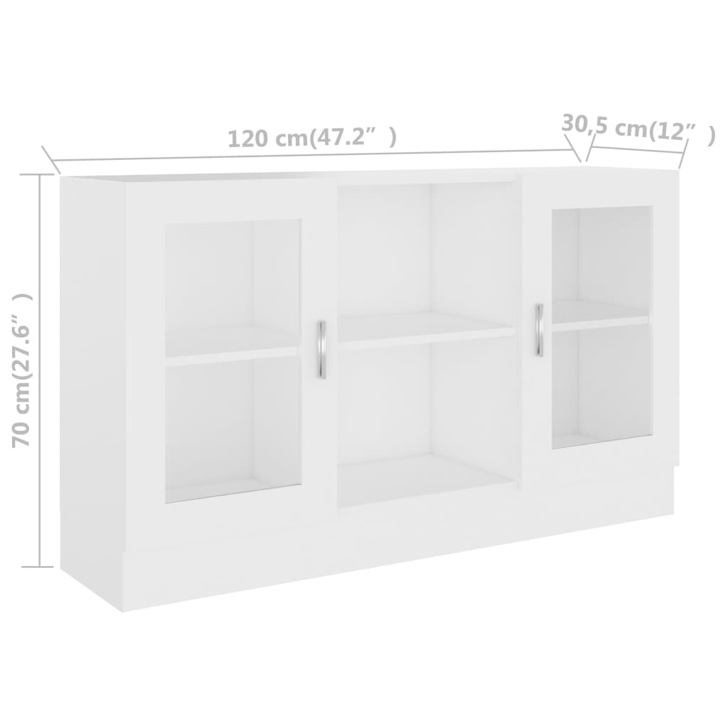 Vitrina de madera sintetizada Nexus blanca 120x30,5x70 cm vidaXL