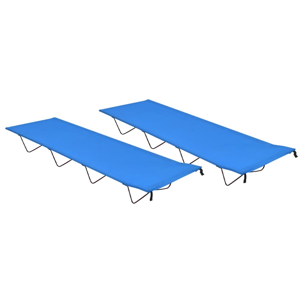 Vetonek Camas de camping 2 uds tela Oxford y acero azul 180x60x19 cm