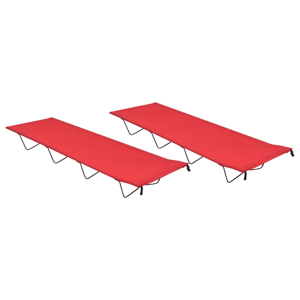 Vetonek Camas de camping 2 uds tela Oxford y acero rojo 180x60x19 cm