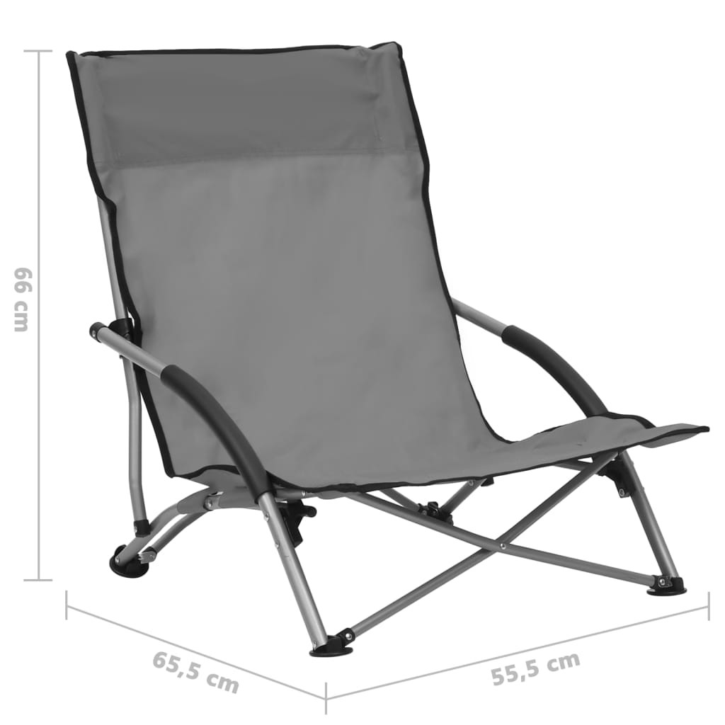 Chaises de plage pliables 2 unités tissu gris