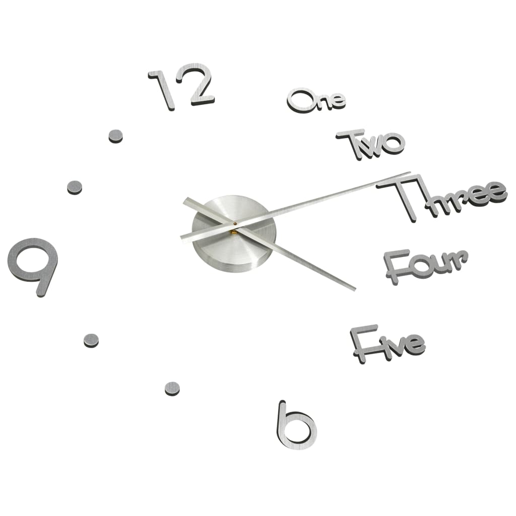 Wall 3D clock with modern silver design 100 cm xxl