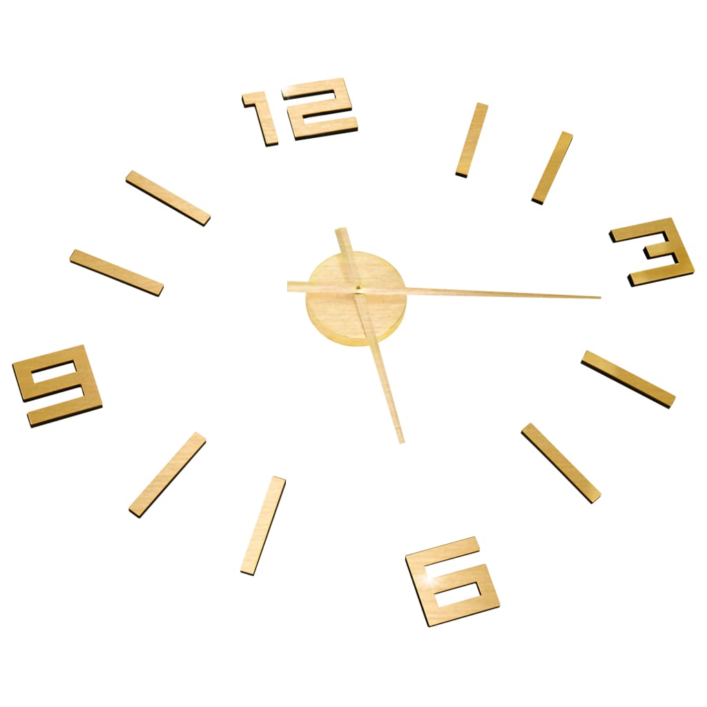 Wall 3D clock with modern golden design 100 cm xxl