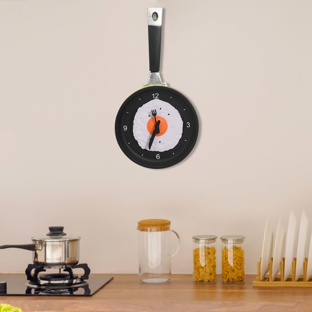 325164 Vetonek Wall Clock with Fried Egg Pan Design 18,8 cm