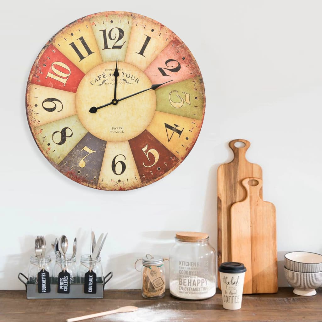 Vetonek Reloj de pared vintage colorido 60 cm