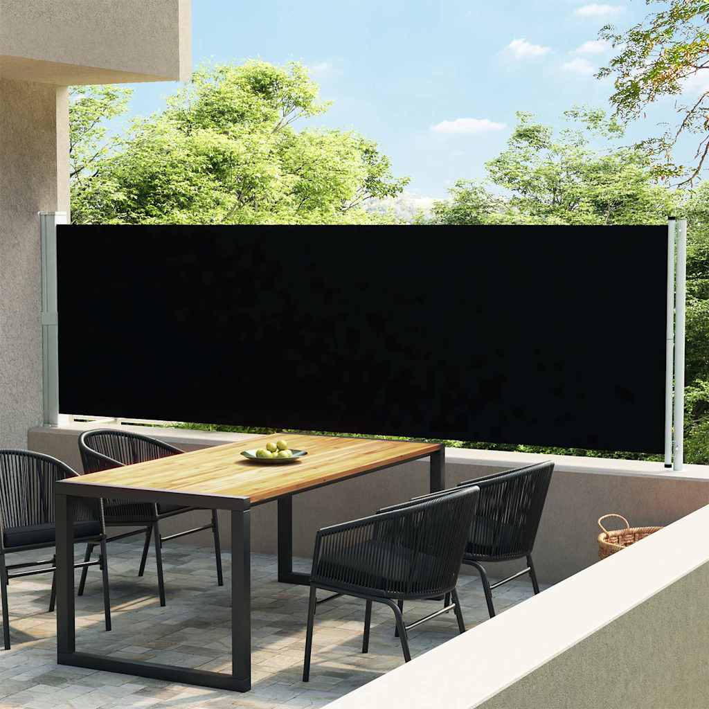 Vetonek Toldo lateral retráctil para patio negro 140x600 cm