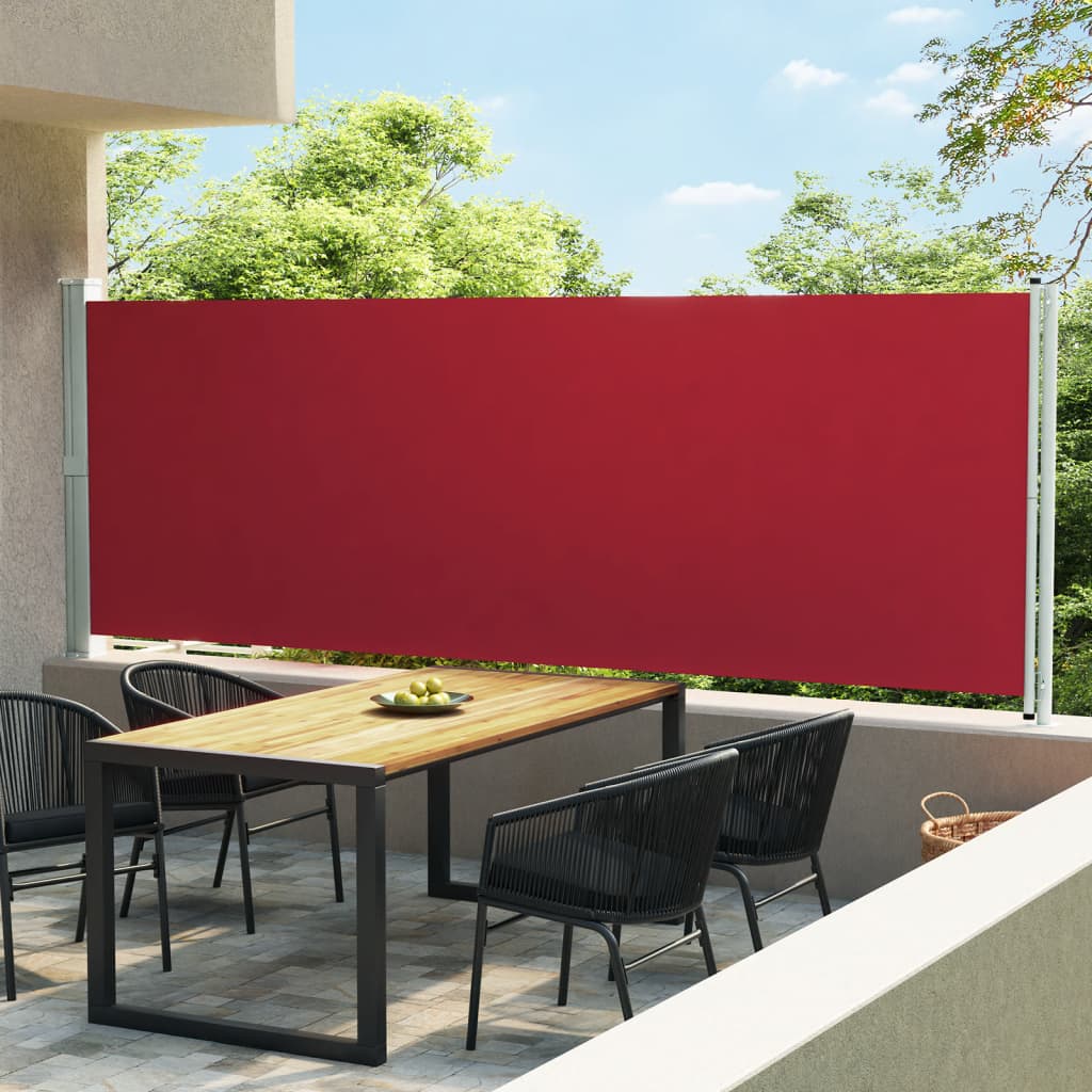 Vetonek Toldo lateral retráctil para patio rojo 600x160 cm