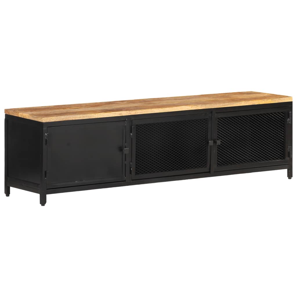 Vetonek Mueble para TV de madera maciza de mango rugosa 130x30x37 cm