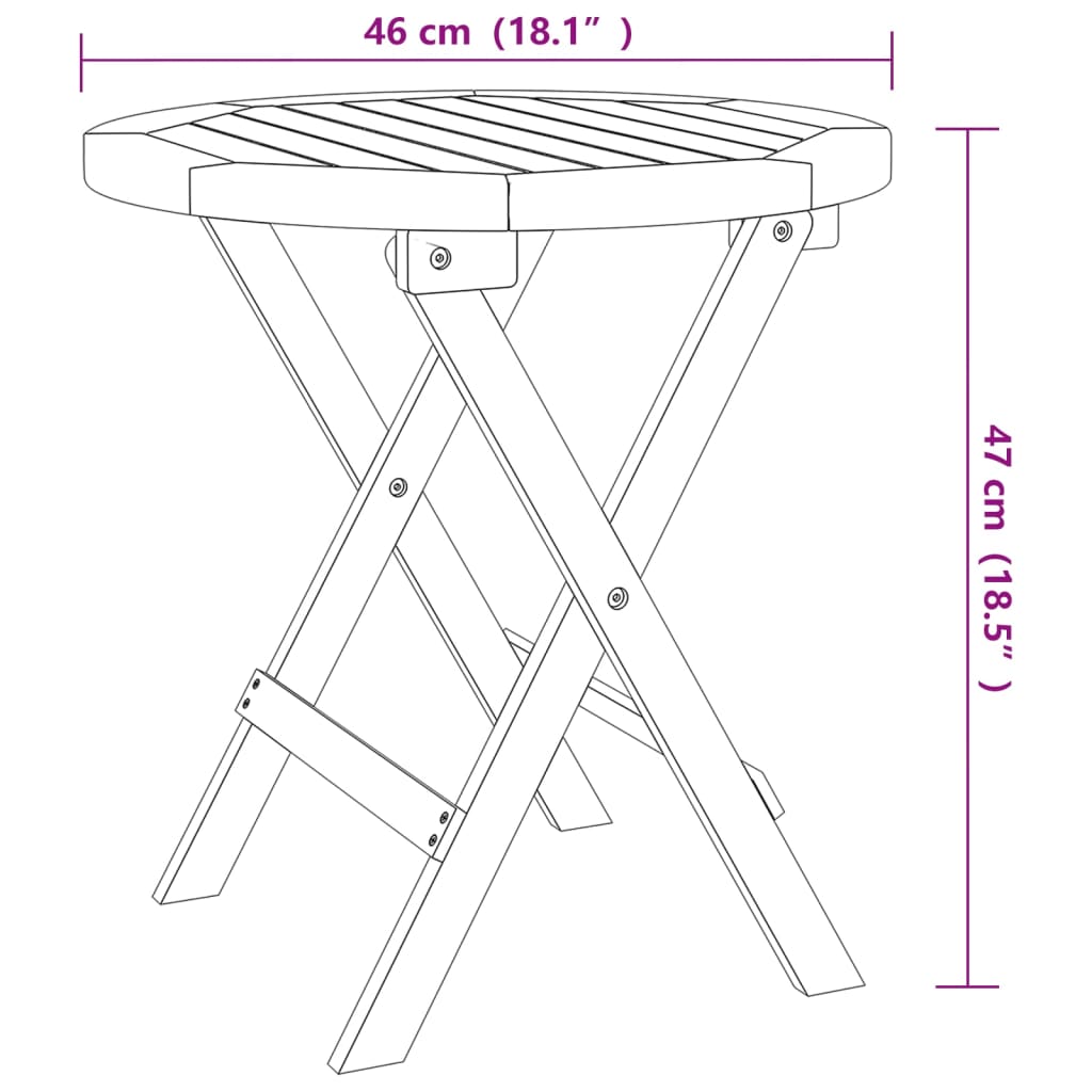 Mesa bistró de terraza madera maciza de acacia Ø46x47 cm vidaXL