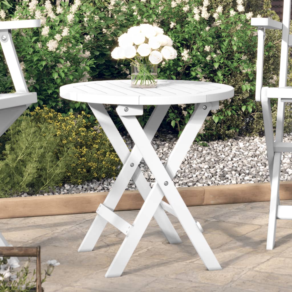 Mesa de jardín plegable madera maciza de acacia blanco Ø 46 cm