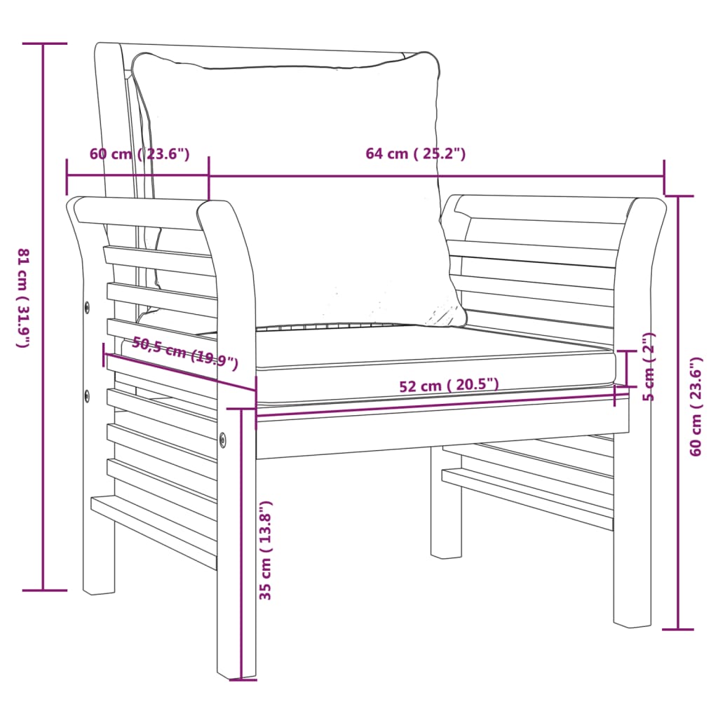 Sillones con cojines blanco crema 2 uds madera maciza de acacia