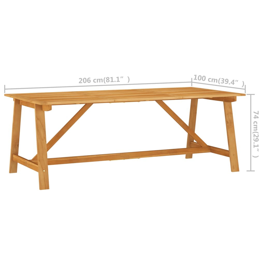 Mesa de comedor de jardín madera maciza de acacia 206x100x74 cm