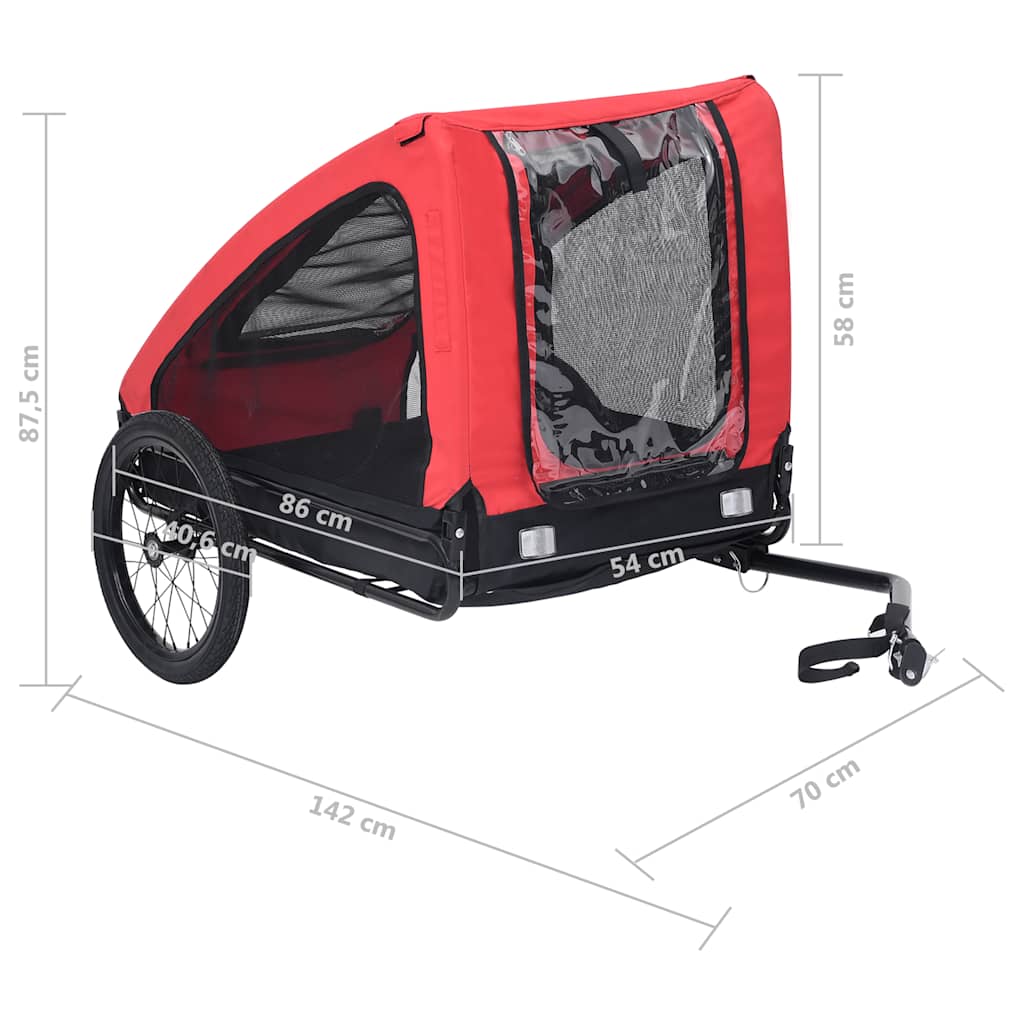 Red and black pet bike trailer