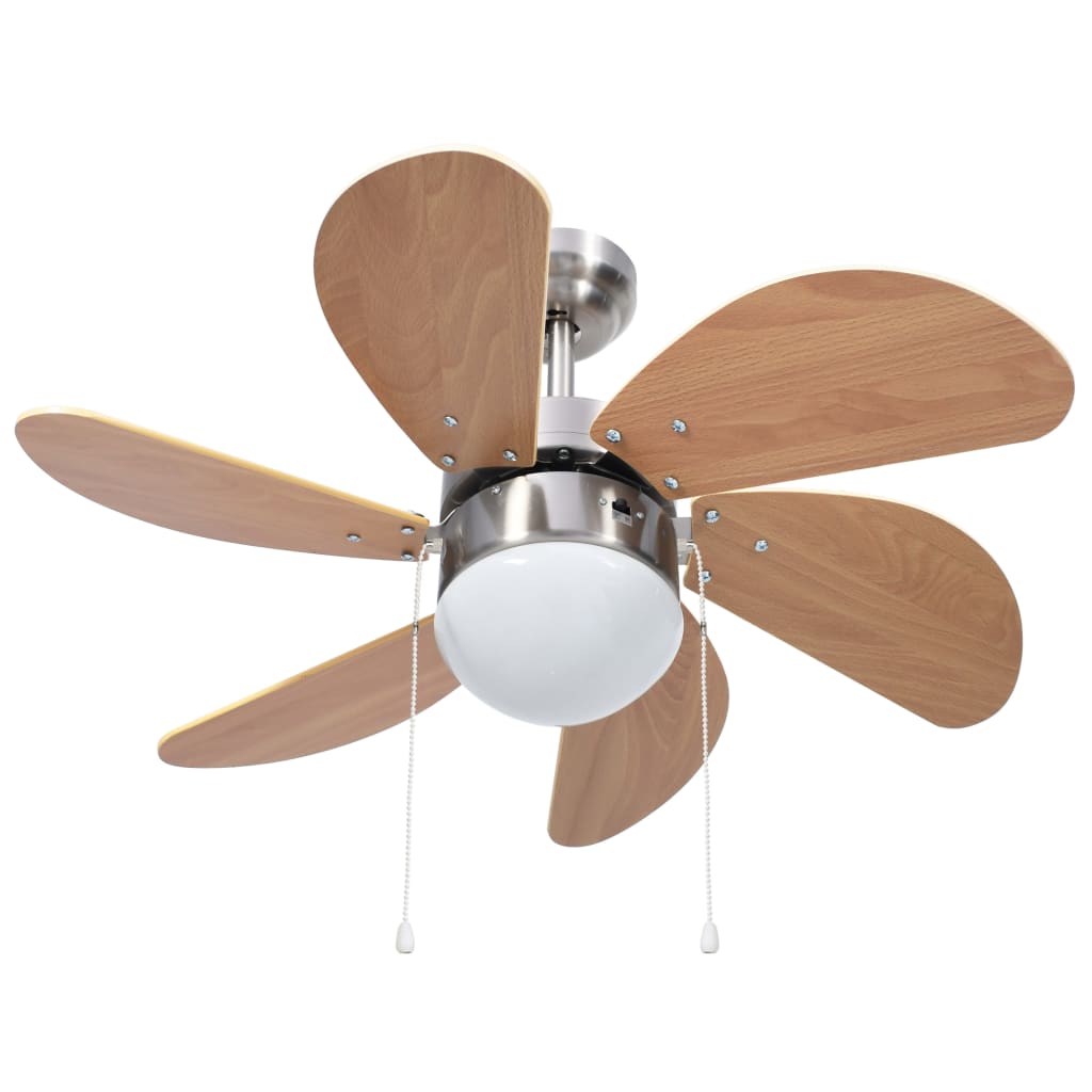 Ventilador de techo con lámpara marrón claro 76 cm vidaXL