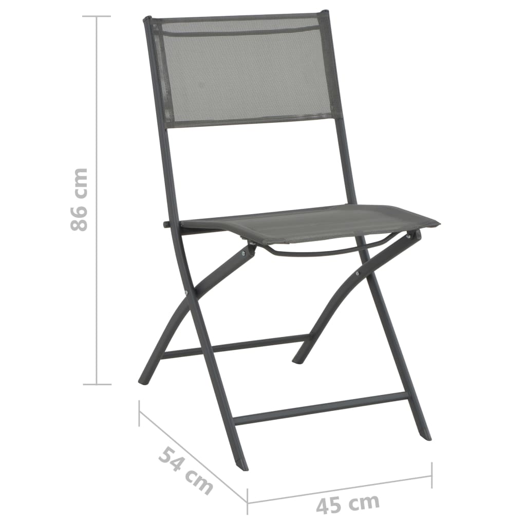 Folding garden chairs 4 units Gray Steel and Textilene