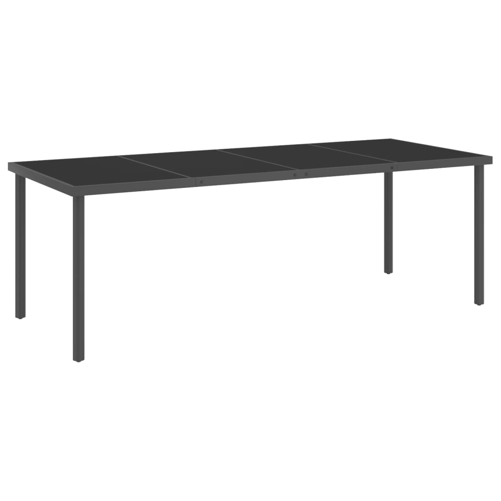 Vetonek Mesa de comedor de jardín vidrio y acero antracita 220x00x75 cm