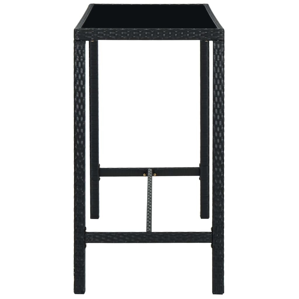 Synthetic rattan garden and black glass table 130x60x110cm