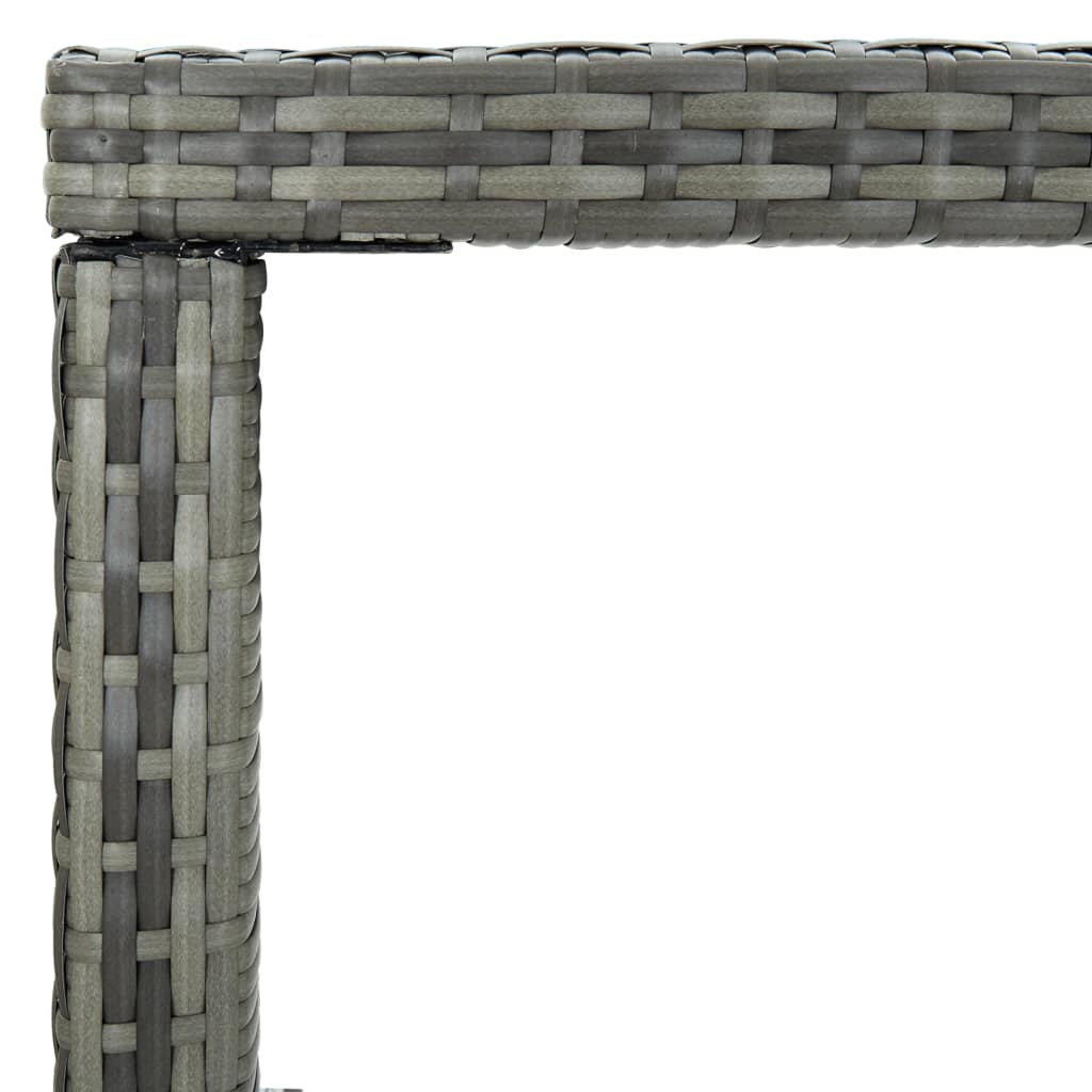 Mesa alta de jardín ratán sintético y vidrio gris 130x60x110cm vidaXL